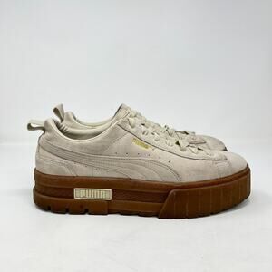 Puma Mayze Platform Beige Suede Gum Sole Casual Shoes Size Women 11 / Men 9.5